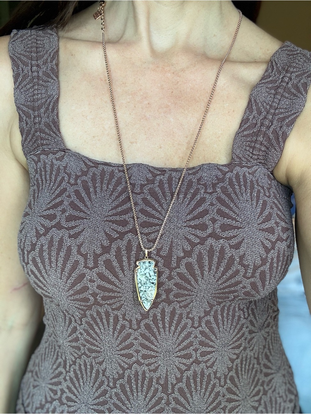Kendra Scott Rose Gold and stone arrowhead necklace